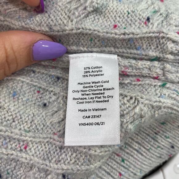 Talbots Sweater Pullover Gray Cable Knit Long Sleeve Cotton Acrylic Size Small - Picture 8 of 10